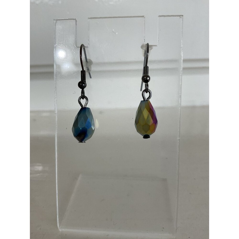 Iridescents Faceted Teardrop Crystal Dangle Earrings